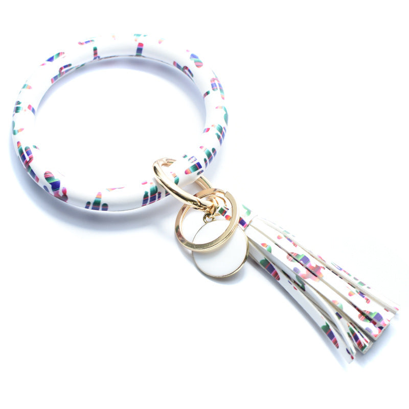 WholesalePU Leather Tassel Bracelet Keychain
